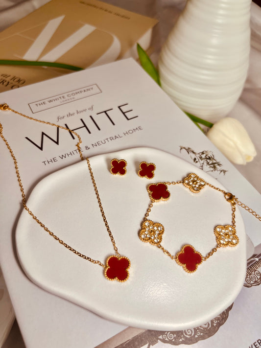 Dainty Clover Set (rojo-vino)